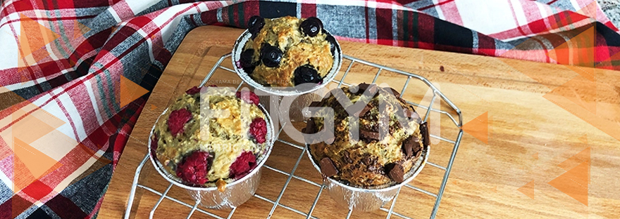 Muffins de Aveia com Framboesas e Pepitas de Chocolate